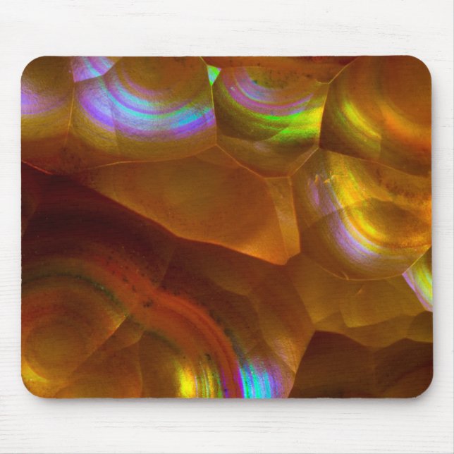 Iridescent orange fire opal mouse pad (Front)