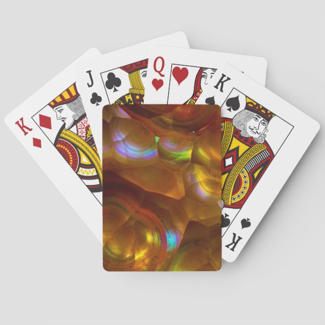 Iridescent orange fire opal poker cards (Back)