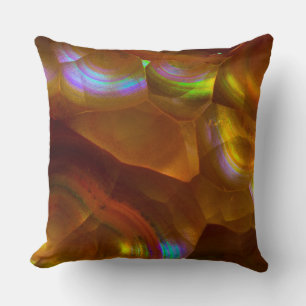 Iridescent orange fire opal throw pillow