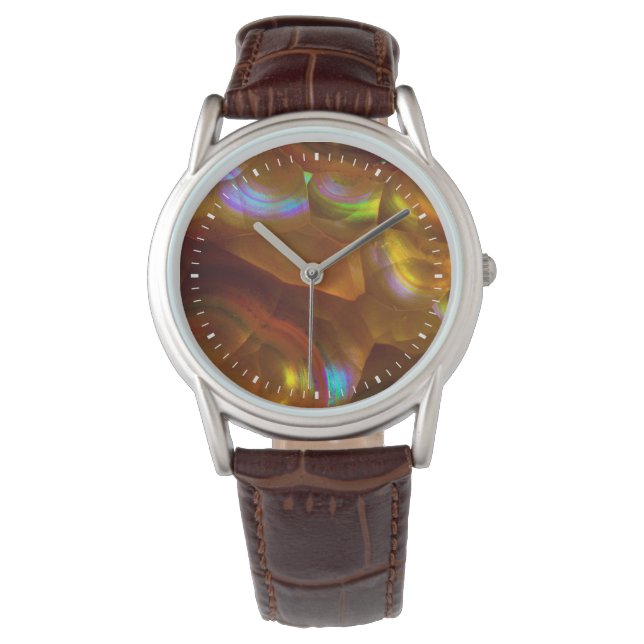 Iridescent orange fire opal watch (Front)