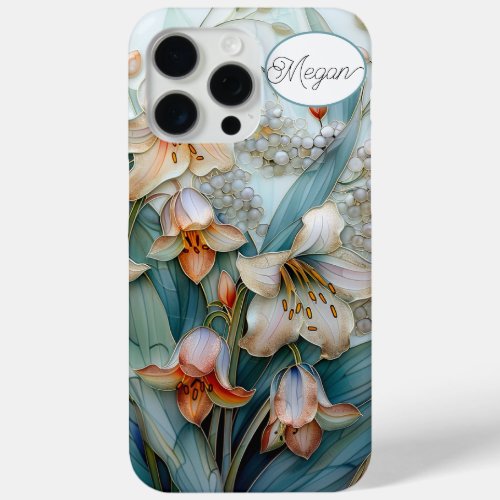 Iridescent Orange White Lilies iPhone 15 Pro Max Case