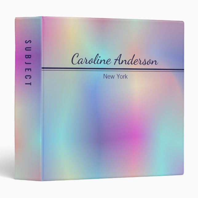 iridescent pastel colors 3 ring binder (Front/Spine)