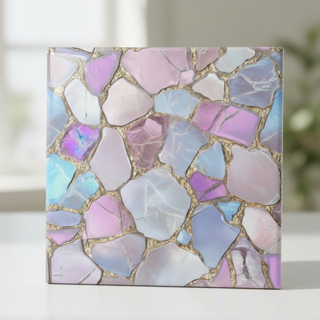 Iridescent Pastel Gemstone Gold Mosaic Ceramic Tile (Creator Uploaded)