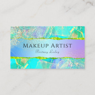 Iridescent Pastel Green Blue Gold Liquid Business Card