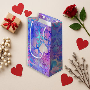 Iridescent Pastel Kawaii Heart Pattern Design Small Gift Bag