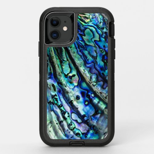 Iridescent Paua Abalone Shell  Blue Green OtterBox Defender iPhone 11 Case