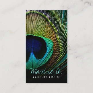 Iridescent Peacock Feather Macro Makeup Artist Business Card