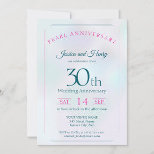 Iridescent Pearl 30th wedding anniversary Invitation