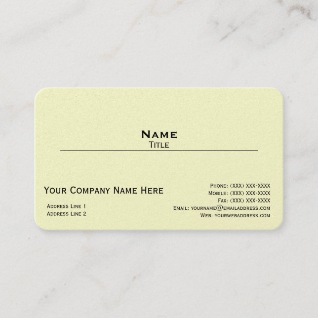 Iridescent Pearl Finish Business Card (Style 4) (Front)