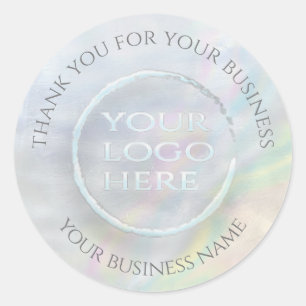 Iridescent  pearl holographic your logo thank you classic round sticker
