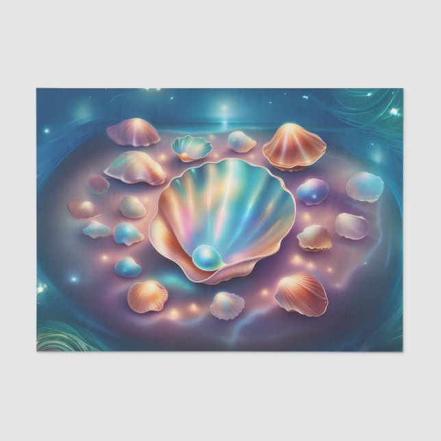 Iridescent Pearl in a Shell Decoupage Tissue Tissue Paper (Front)