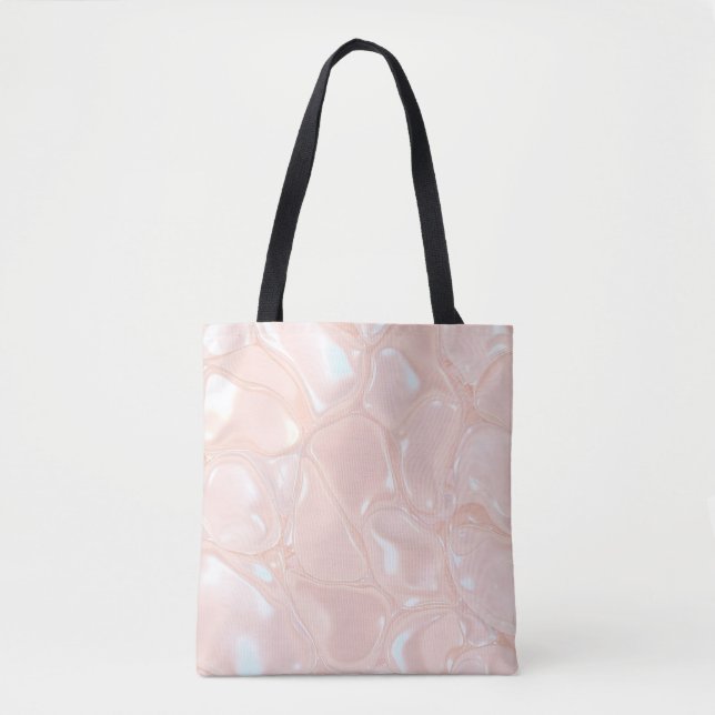 Iridescent Pearl Liquid Marble Aesthetic Tote Bag (Front)