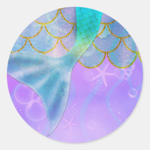 Iridescent Pearl Shimmer Mermaid Birthday Party Classic Round Sticker