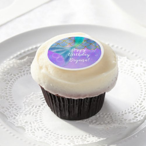 Iridescent Pearl Shimmer Mermaid Birthday Party Edible Frosting Rounds