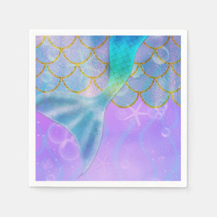 Iridescent Pearl Shimmer Mermaid Birthday Party Napkins