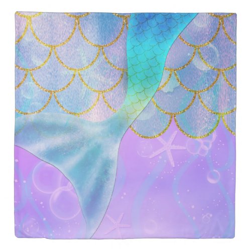 Iridescent Pearl Shimmer Sparkle Mermaid Tail Duvet Cover