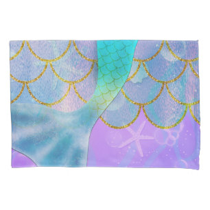Iridescent Pearl Shimmer Sparkle Mermaid Tail Pillow Case