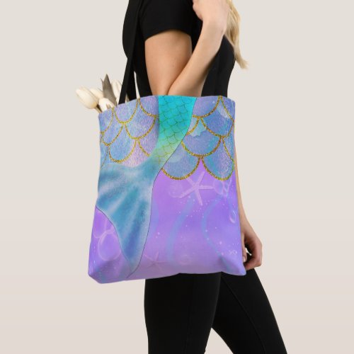 Iridescent Pearl Shimmer Sparkle Mermaid Tail Tote Bag