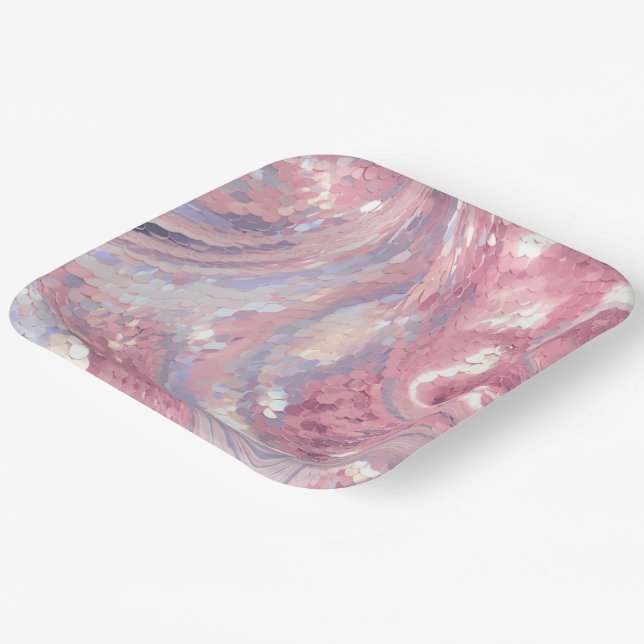 Iridescent Pink and Purple  Paper Plates (Angled)