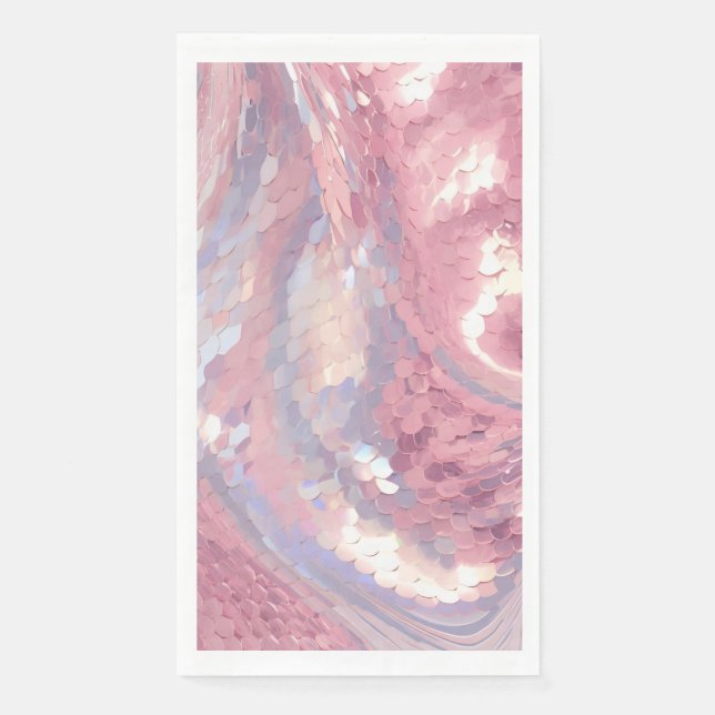 Iridescent Pink and Purple Sequin Paper Guest Towels (Front)