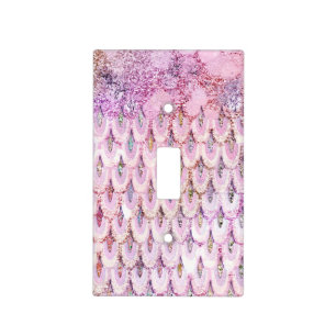 Iridescent pink Glitter Mermaid Fish Scales Light Switch Cover