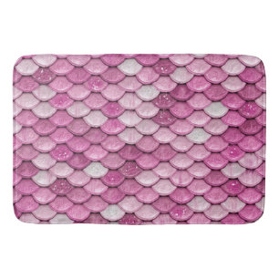 Iridescent Pink Glitter Shiny Mermaid Fish Scales Bathroom Mat