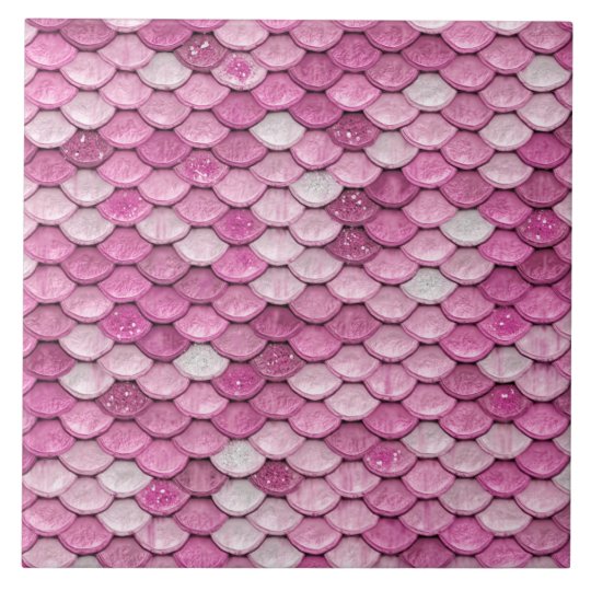 Iridescent Pink Glitter Shiny Mermaid Fish Scales Tile | Zazzle.com