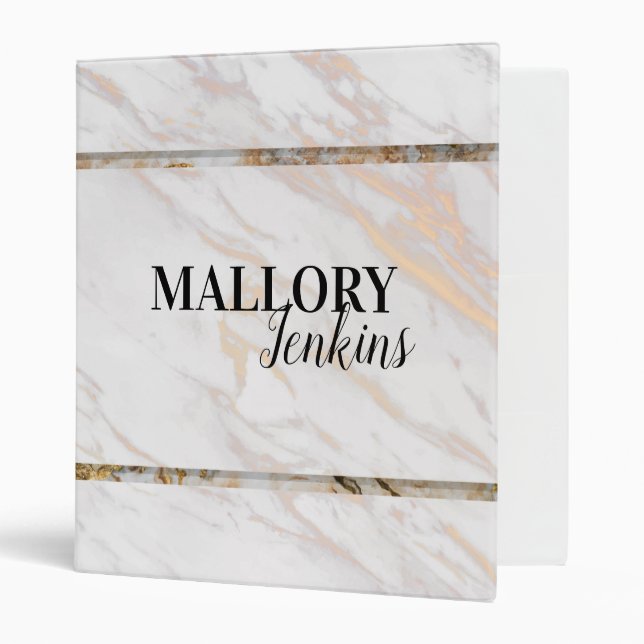 Iridescent Pink Marble 3 Ring Binder (Front/Inside)