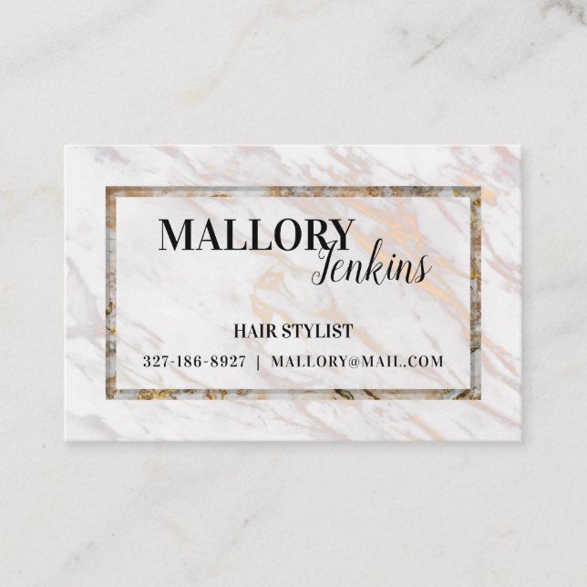 Iridescent Pink Marble Business Card (Front)