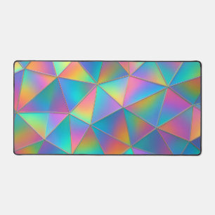 Iridescent Polygon Desk Mat