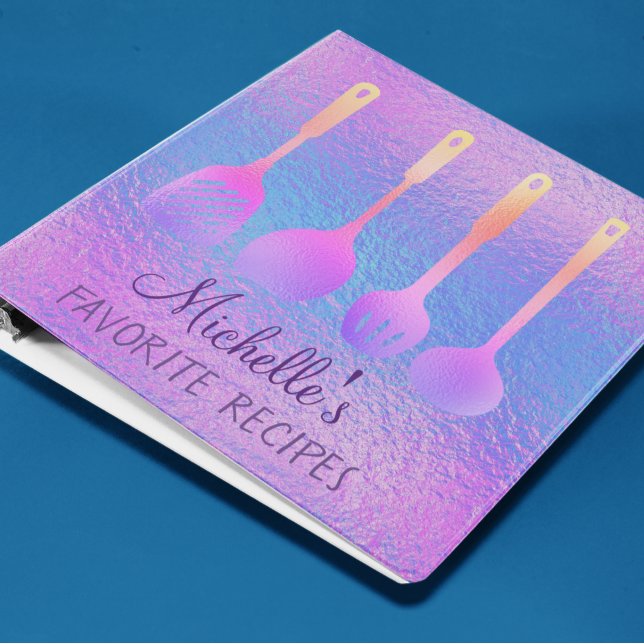 Iridescent Pretty  Personalized Recipe CookBook 3 Ring Binder (Creator Uploaded)