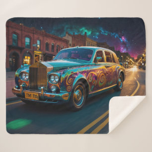 Iridescent Punk Tribal Classic Car Art Sherpa Blanket