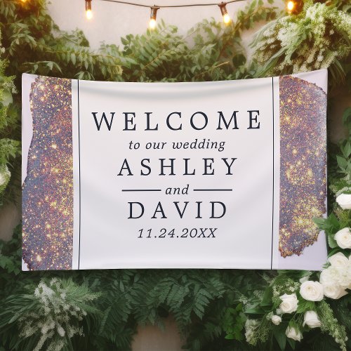 Iridescent Purple Glitter Wedding Welcome Banner