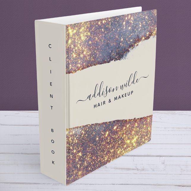 Iridescent Purple Gold Glam Glitter 3 Ring Binder (Creator Uploaded)