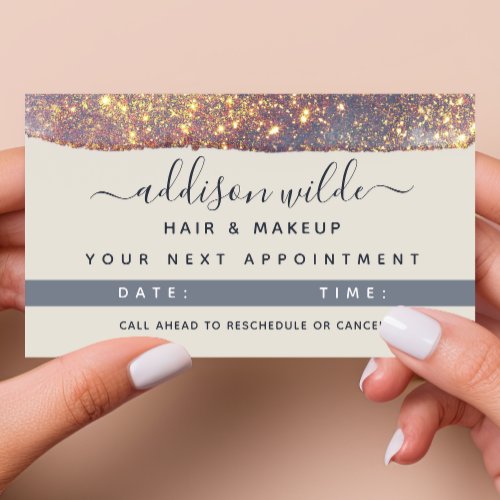 Iridescent Purple Gold Glam Glitter Appointment Card