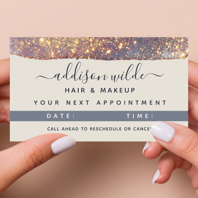 Iridescent Purple Gold Glam Glitter Appointment Card (Creator Uploaded)
