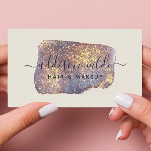 Iridescent Purple Gold Glam Glitter Business Card