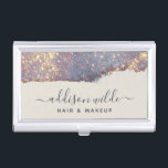 Iridescent Purple Gold Glam Glitter Business Card Case<br><div class="desc">Iridescent Purple Gold Glam Glitter Business Card Case. This design features a classy signature script style font set against a beautiful modern iridescent sparkle background. Perfect for a beauty salon,  hair stylist,  makeup artist,  or cosmetologist.</div>