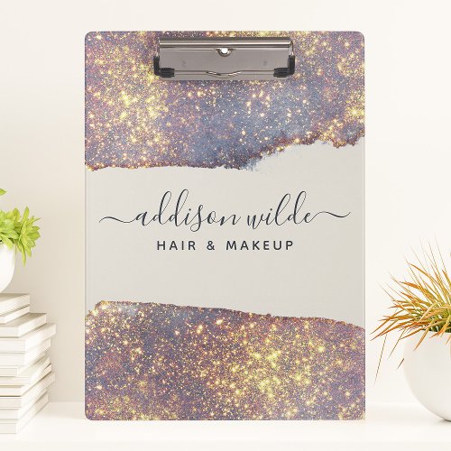 Iridescent Purple Gold Glam Glitter Clipboard