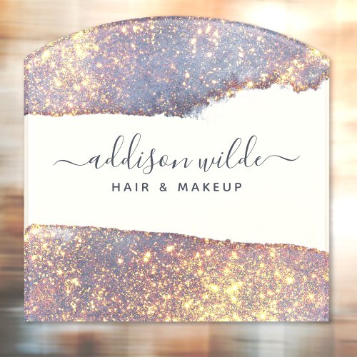 Iridescent Purple Gold Glam Glitter Door Sign