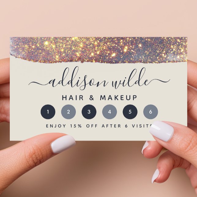 Iridescent Purple Gold Glam Glitter Loyalty Card (Creator Uploaded)