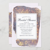 Iridescent Purple Gold Glitter Bridal Shower Invitation (Front/Back)