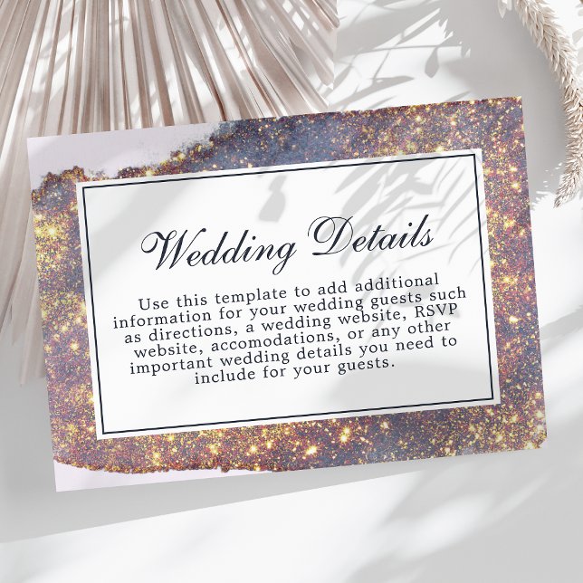 Iridescent Purple Gold Glitter Wedding Details Enclosure Card (Creator Uploaded)