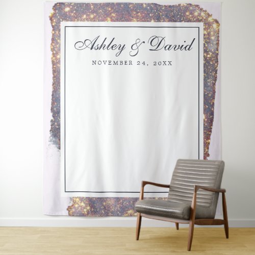 Iridescent Purple Gold Glitter Wedding Tapestry