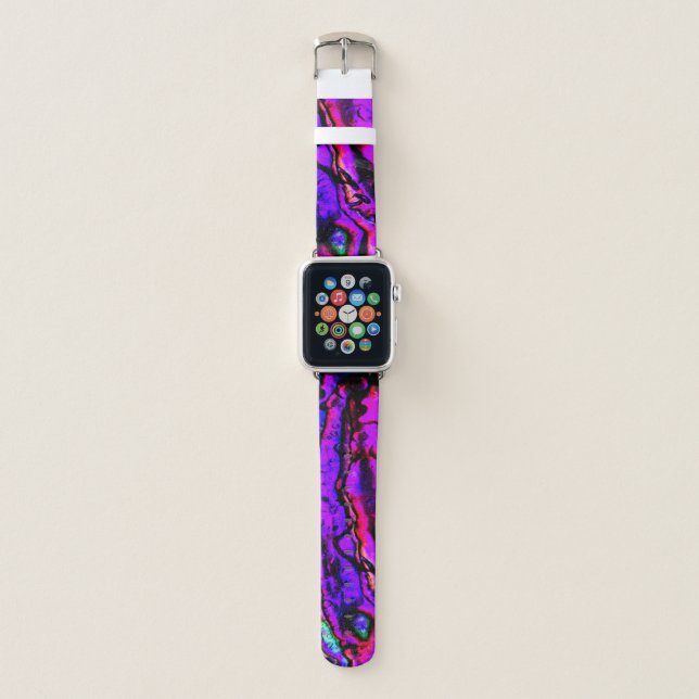 Iridescent Purple Pink Blue Marbled Beautiful Apple Watch Band (Front)