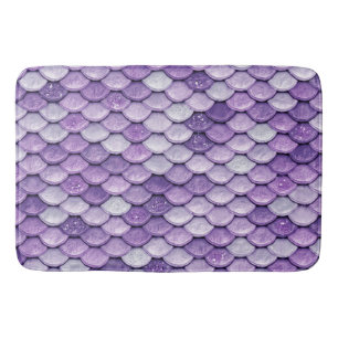 Iridescent Purple Shiny Glitter Mermaid Scales Bathroom Mat