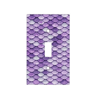 Iridescent Purple Shiny Glitter Mermaid Scales Light Switch Cover