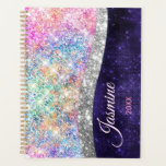 iridescent purple silver faux glitter monogram pla planner<br><div class="desc">Elegant, cool, glamorous, sparkly and feminine planner. Personalize and add a year and add a name and an initial. Perfect for school homework, back to school, appointments, female entrepreneurs, make-up artists, store owners, consultants or for organizing your personal/family life. PLEASE NOTE: These are flat printed graphics - no real glitter,...</div>