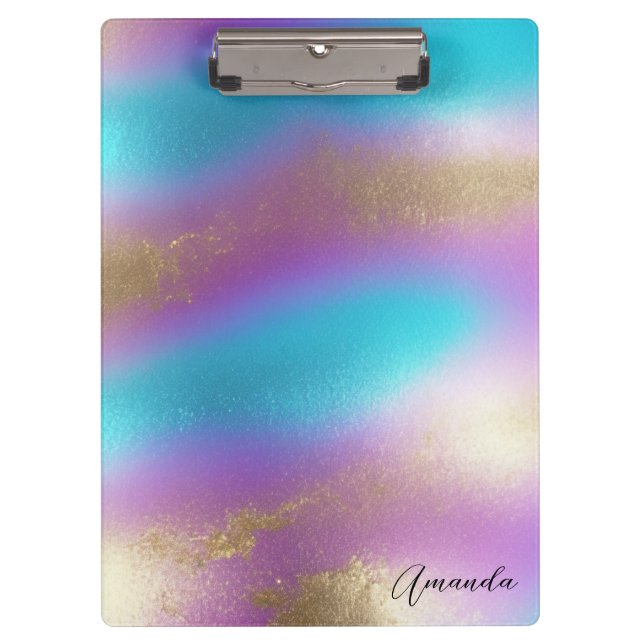Iridescent Rainbow Glam Clipboard (Front)