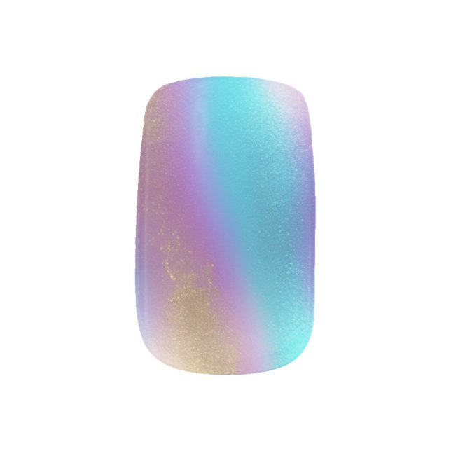 Iridescent Rainbow Glam Minx Nail Art (Left Thumb)